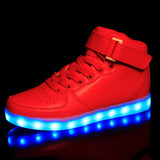 Merkmak  2017 Unisex Lights Up Led Luminous Shoes High Top Glowing Casual Shoe With Simulation Sole Shoes For Men Big Size 35-46