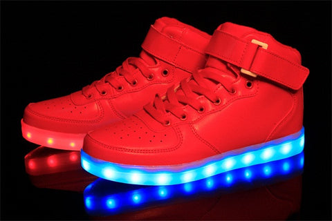 Merkmak  2017 Unisex Lights Up Led Luminous Shoes High Top Glowing Casual Shoe With Simulation Sole Shoes For Men Big Size 35-46