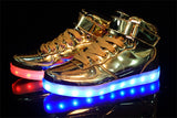 Merkmak  2017 Unisex Lights Up Led Luminous Shoes High Top Glowing Casual Shoe With Simulation Sole Shoes For Men Big Size 35-46