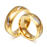 Rings Couple For Women Men Engagement Ring Gold Color Titanium Steel Jewelry A10