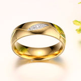 Rings Couple For Women Men Engagement Ring Gold Color Titanium Steel Jewelry A10